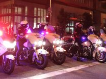 File photo: Police patrol outside Staples Center after Los Angeles Lakers defeated the Boston Celtics 83-79 to win the 2010 Wins NBA Championship on June 17, 2010 in Los Angeles, California.