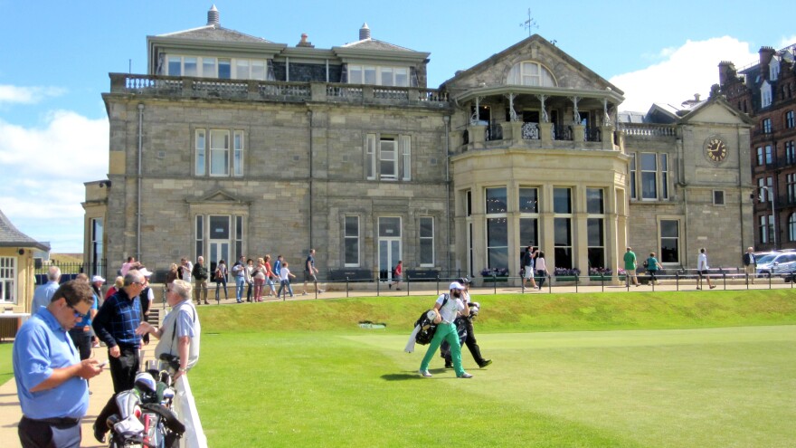 The clubhouse of the Royal and Ancient Golf Club of St. Andrews sits just off the first tee. The course itself is open to the public — women as well as men. But women have never been allowed to join the club since its founding in 1754, and are not allowed to enter the clubhouse, even as guests.