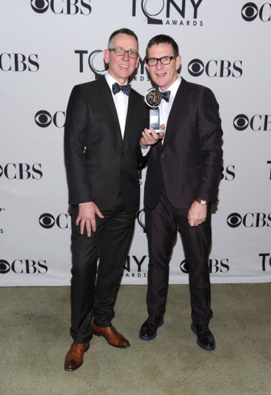 Basil Jones and Adrian Kohler of the Handspring Puppet Company with their Tony Award