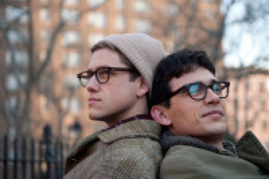 Aaron Tveit and James Franco as Peter Orlovsky and Allen Ginsberg. 