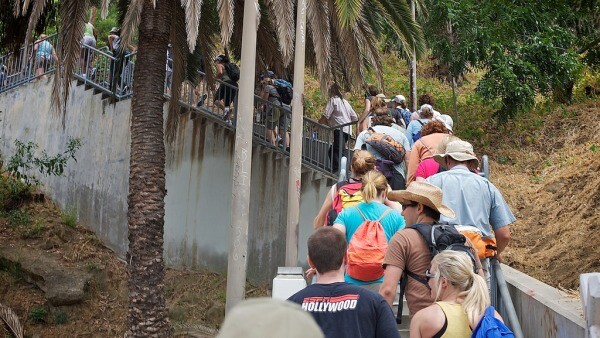 Hikers climb one of the nearly 100 public stairways on the Big Parade route.
