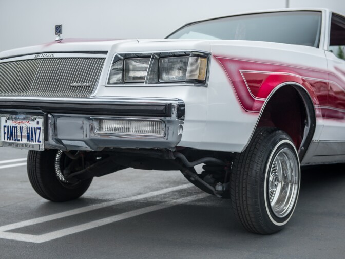 A lowrider at the Petersen cruise-in celebrating its new exhibit, The High Art of Riding Low.