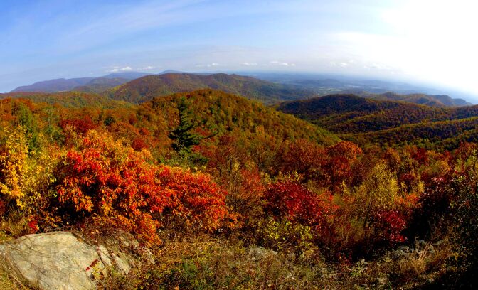 A view of the fall colors October 24, 2015 along Skyline drive in Shenandoah National Park in Virginia.