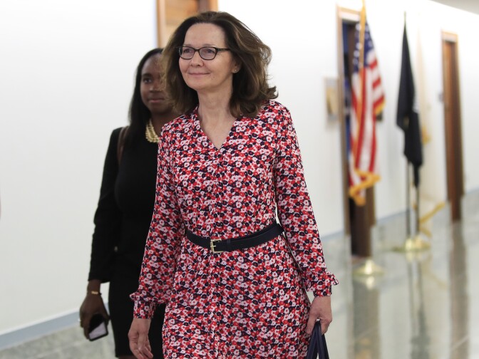 CIA Director nominee Gina Haspel walks to meetings on Capitol Hill on Monday.