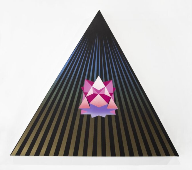 A triangle shape with a polygon inside of it.