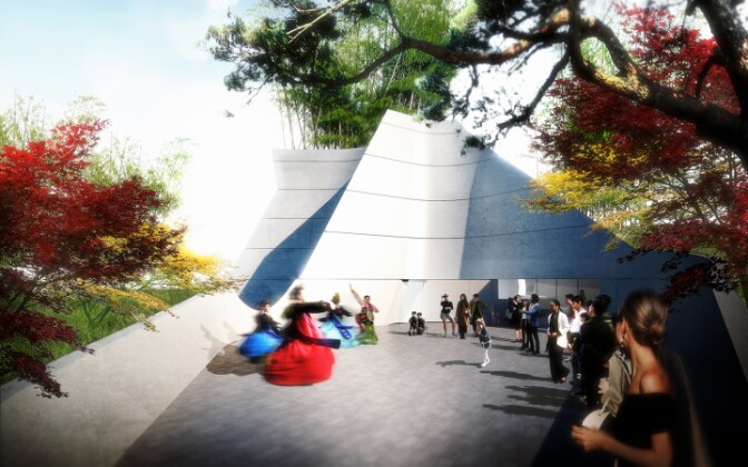 The entrance to the planned 17,000 sq.-foot Korean American National Museum to be built in Koreatown.  