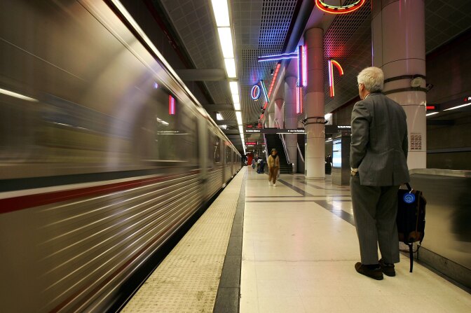 A rider waits to board as a train arrives at the subway stop at Pershing Square on April 25, 2006 in Los Angeles, California. As gasoline prices soar, Los Angeles bus and rail systems are rapidly gaining new riders. Ridership on Los Angeles' red line route is up 17.5 percent this year using numbers calculated before the price of gasoline reached to $3 a gallon. 