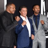 (L-R) Director Ryan Coogler, actor/producer Sylvester Stallone and actor Michael B. Jordan attend Warner Bros. Pictures' "Creed" Premiere at Regency Village Theatre.