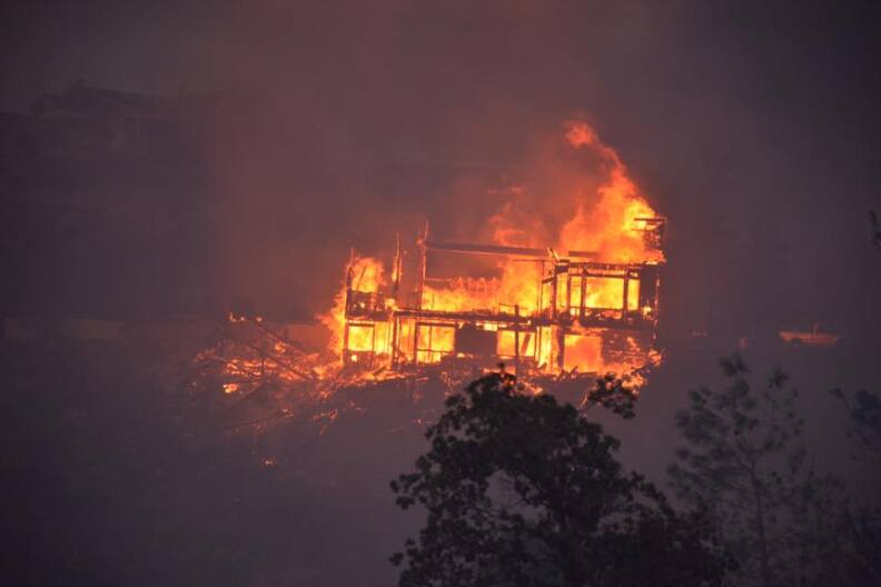 A photo from the Kern County Fire Department shows a view of the Erskine Fire in the Kernville, Calif. area. The fire burned about 48,000 acres. 