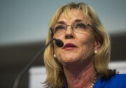 Kathryn Barger speaks during a forum on children's issues on Tuesday, May 10, 2016 for candidates vying for the fifth district seat on the Los Angeles County Board of Supervisors. The event was put on by Fostering Media Connections at Pasadena City College.