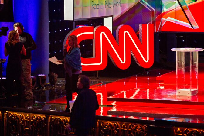 The stage is set for the Republican presidential debate, hosted by CNN, at The Venetian hotel in Las Vegas, Nevada, December 15, 2015.  On the main stage at the GOP debate later today will be businessman Donald Trump, Texas Sen. Ted Cruz, retired neurosurgeon Ben Carson, Florida Sen. Marco Rubio, former Florida Gov. Jeb Bush, businesswoman Carly Fiorina, Ohio Gov. John Kasich, New Jersey Gov. Chris Christie, and Kentucky Sen. Rand Paul.  AFP PHOTO / L.E .BASKOW / AFP / L.E. BASKOW        (Photo credit should read L.E. BASKOW/AFP/Getty Images)