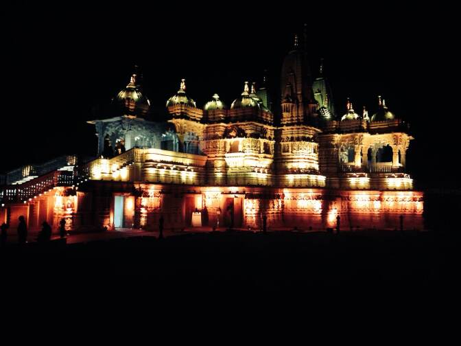 BAPS Chino Hills mandir lights up during Diwali 2013. 