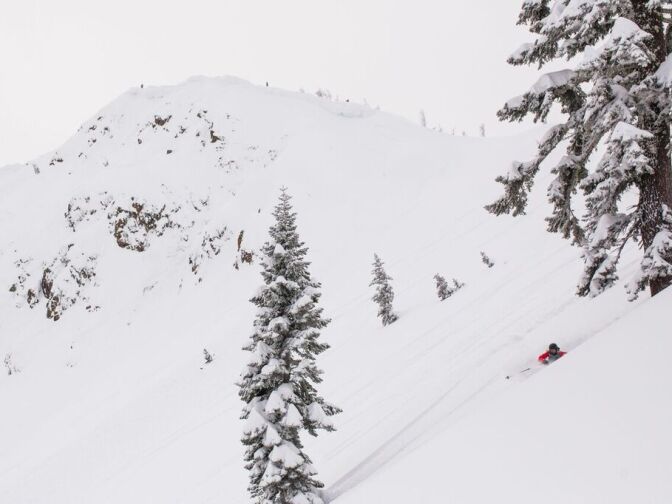 The cliffs near the Alpine Meadows ski resort are popular for skiers to enjoy, but also prone to snow slides in major storms.