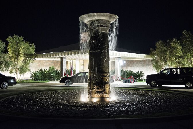 File: A motorcade for King Abdullah II of Jordan is seen in front of The Annenberg Retreat at Sunnylands while he meets with President Barack Obama Feb. 14, 2014 in Rancho Mirage, Calif.