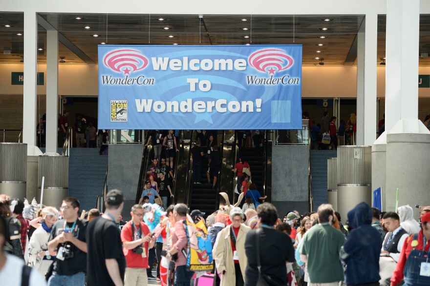 Cosplayers attend day 3 of Wondercon 2016 at the Los Angeles Convention Center on March 27, 2016.