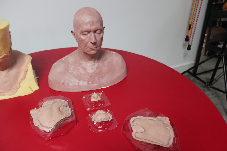A cast of Gary Oldman's head and facial prosthetics that were used in the film "Darkest Hour."