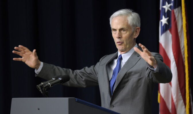Commerce Secretary John Bryson speaks at the White House in Washington, Wednesday, Jan. 11, 2012.