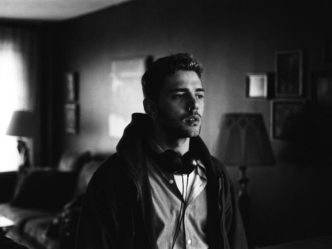 Director Xavier Dolan on the set of his latest film, "Mommy."