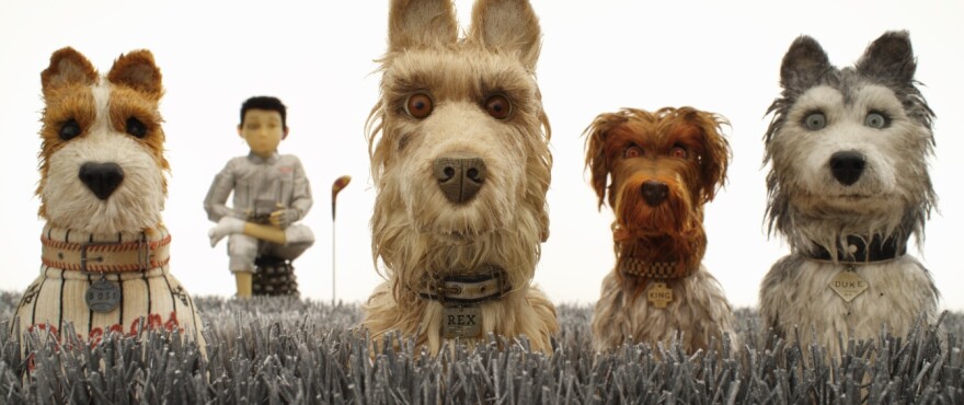 (From L-R): Bill Murray as “Boss,” Koyu Rankin as “Atari Kobayashi,” Edward Norton as “Rex,” Bob Balaban as “King” and Jeff Goldblum as “Duke” in the film “Isle of Dogs.” 