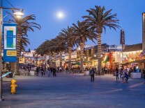 Hermosa Beach pier at night.