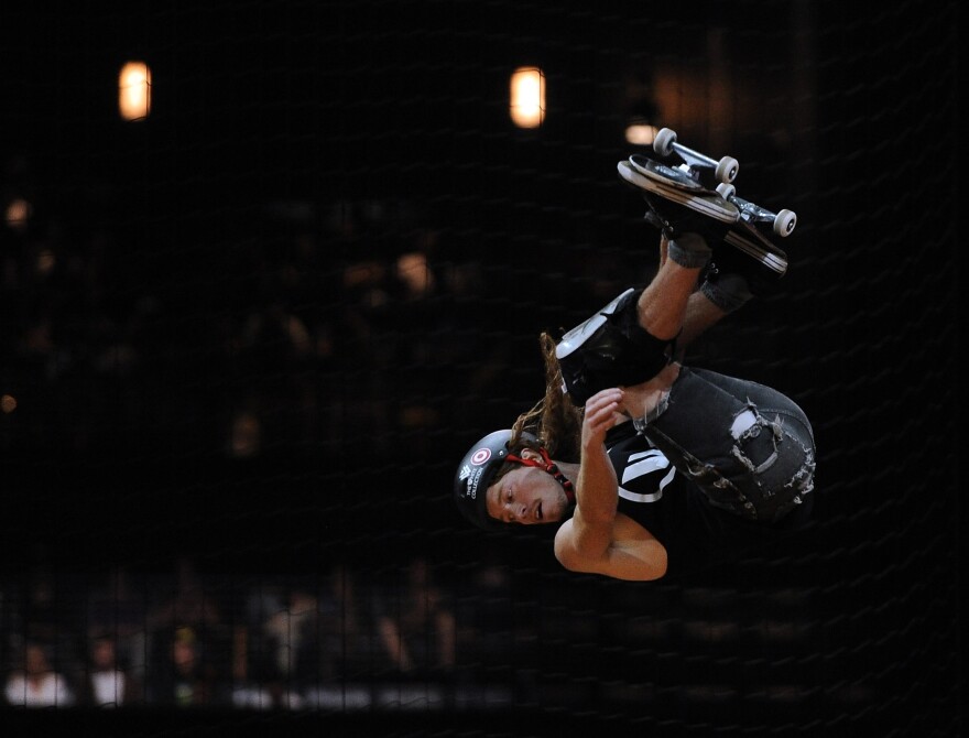 Shaun White skates on his way to a gold medal in the Skateboard Vert Final during day 3 of X Games 17 at the Nokia Theatre at LA Live on July 30, 2011 in Los Angeles.