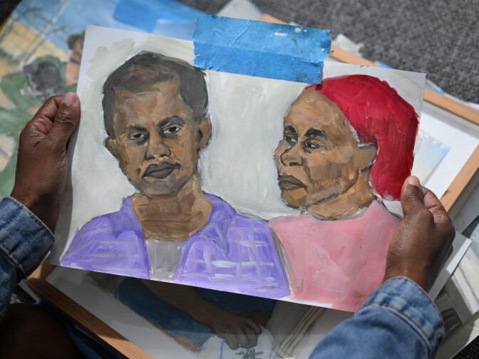 Michal Worke, an Israeli artist with Ethiopian roots, shares her studio space and artwork. Much of her work is devoted to a kidnapped Ethiopian Israeli citizen who has been held in Gaza for over nine years by Hamas.