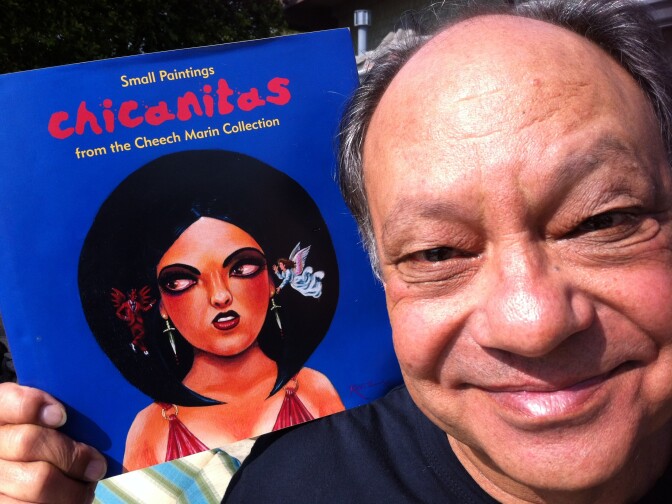 Cheech Marin and his newest project, a book of small paintings. Chicanitas.