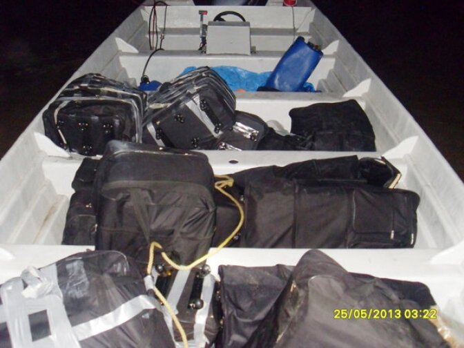 The loaded panga boat found by authorities early this morning in Manhattan Beach. The picture was taken by the U.S. Customs and Border Protection — Border Patrol agents who were the first authorities to arrive at the scene.