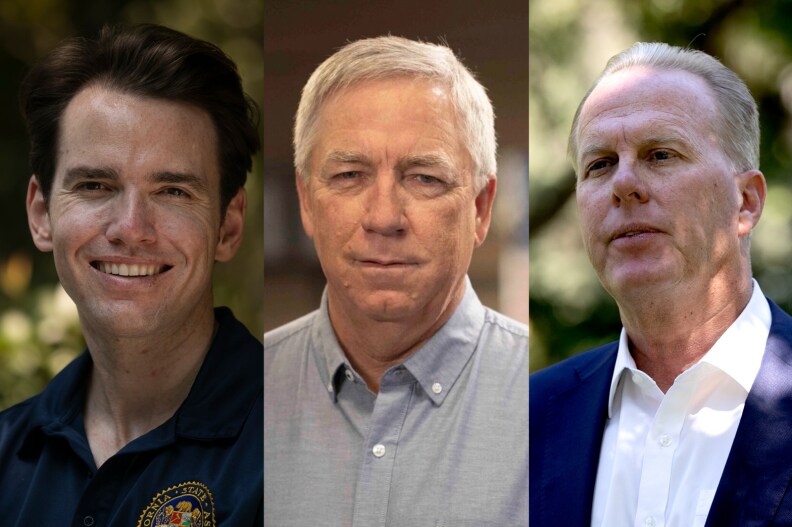 Three portraits of the candidates make up a tritpych image.