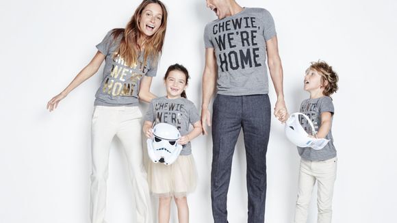 J Crew is selling t-shirts with the phrase "Chewie, We're Home," one of its many products aimed to tie-in with the new Star Wars film.