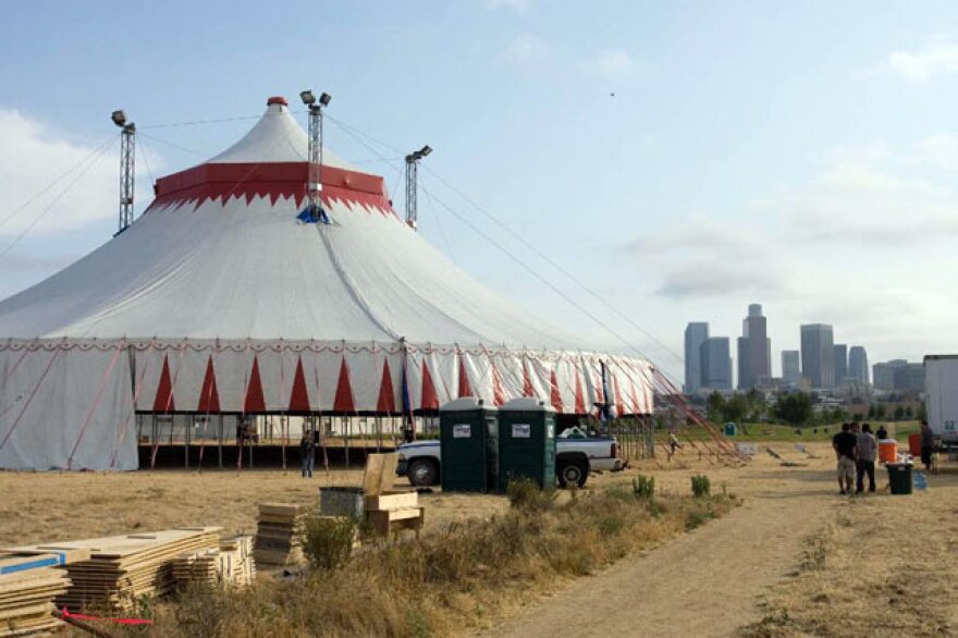 Cirque Berzerk Tent up for June - July 2009 run in Los Angeles State Historic Park
