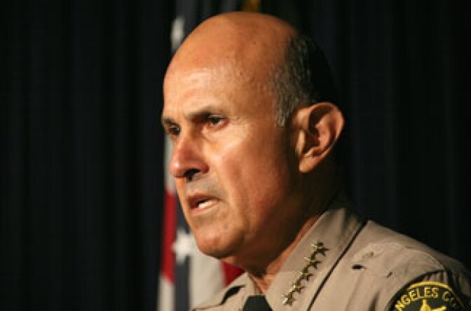 Sheriff Lee Baca at a press conference at the Los Angeles Sheriffs Department June 8, 2007 in Monterey Park, California.