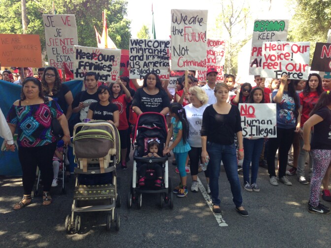 About 1500 people marched in the east San Fernando Valley to commemorate civil rights leader Cesar Chavez.