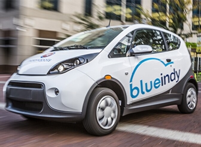 The Bollore company which operates the Blue Indy electric vehicle car-sharing program in Indianapolis and another program in Paris, will install 100 electric vehicles and 200 charging stations in L.A.