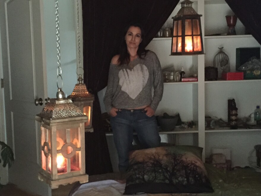 Rachel Stavis in the guest house where she performs exorcisms.