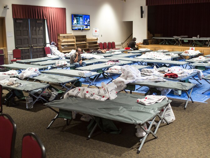 Residents stay at an evacuation center inside the Duarte Community Center during the San Gabriel Complex fire on Tuesday, June 21, 2016. About 30 people stayed on Monday night and more are expected to stay tonight.