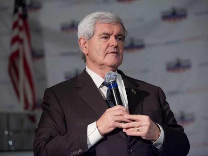 Newt speaking at Pasadena's TeaPAC's Townhall Series in the Castle Green Hotel on Feb. 13, 2012.