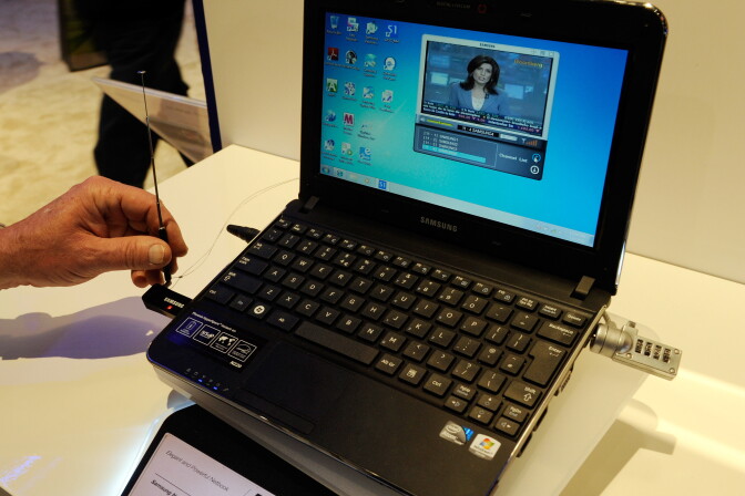 LAS VEGAS - JANUARY 07:  A Samsung Netbook N220 with ATSC mobile digital TV broadcasting service is displayed at the 2010 International Consumer Electronics Show at the Las Vegas Convention Center January 7, 2010 in Las Vegas, Nevada. CES, the world's largest annual consumer technology tradeshow, runs through January 10 and is expected to feature 2,500 exhibitors showing off their latest products and services to about 110,000 attendees.  (Photo by Ethan Miller/Getty Images)