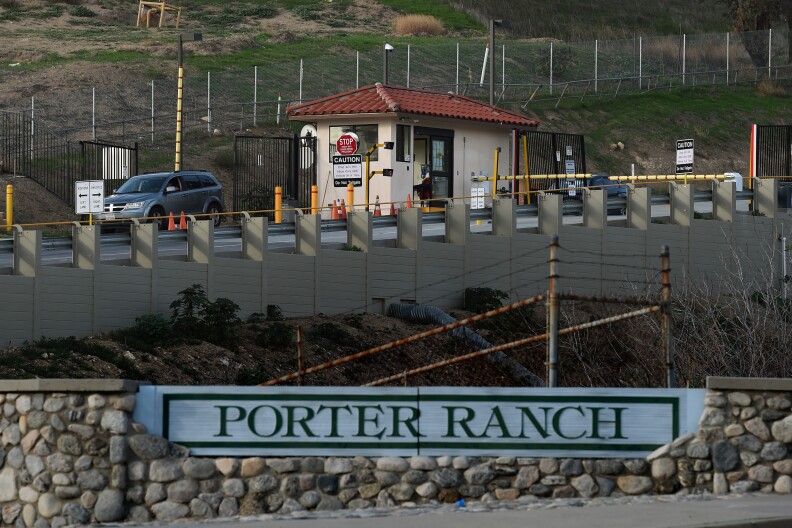 The entrance to the SoCal Gas facility where a gas leak continued from October 2015 through February 2016. Jerry Brown declared a state of emergency in the Porter Ranch community.