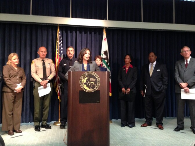 California Attorney General Kamala Harris announced she's creating a new division of the DOJ, focused on reducing recidivism. She spoke at a press conference at the state building in Downtown Los Angeles. 