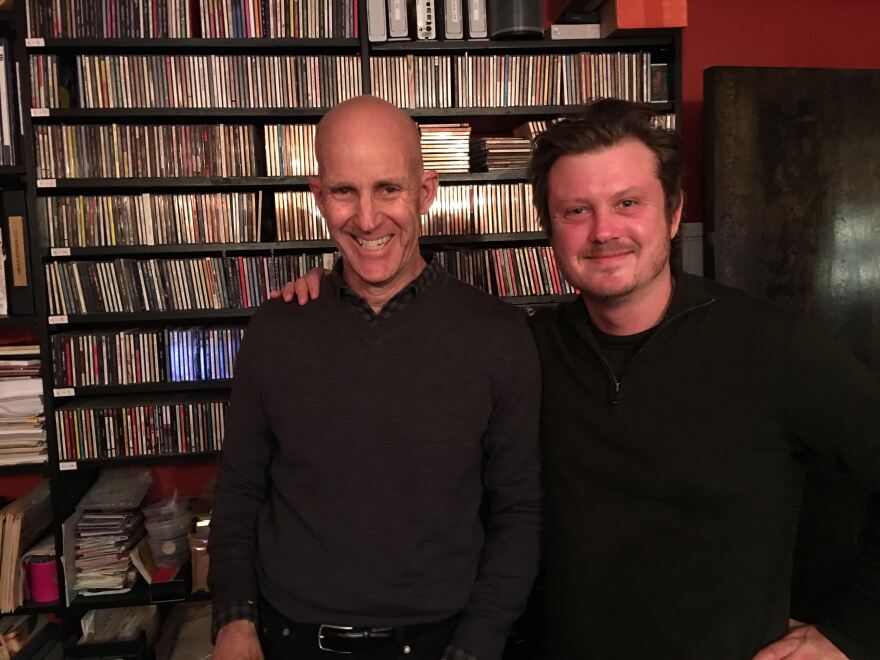 Host John Horn with Beau Willimon.