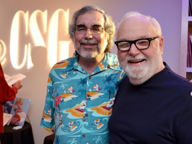 Animation historian Charles Solomon and Disney legend Burny Mattinson at a signing for Solomon's new "The Art of the Disney Golden Books"