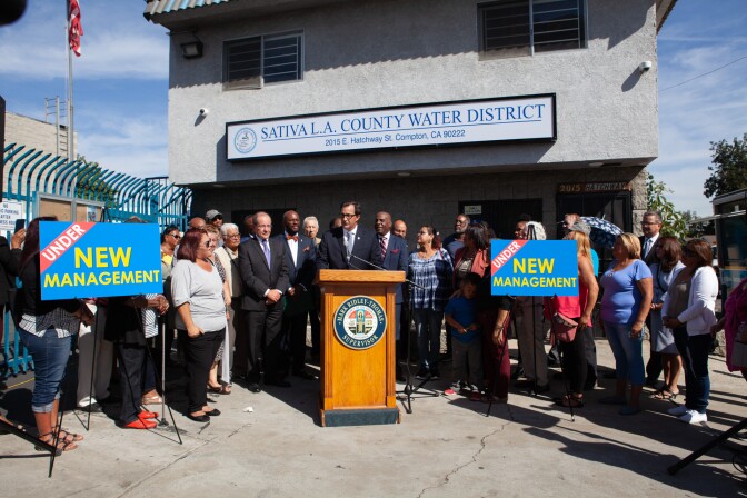 LA County Public Works Director Mark Pestrella speaks one day after the State Water Resources Control Board put his department temporarily in charge of the embattled Sativa Water District.