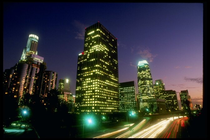 1991: General view of the Los Angeles Freeway in Los Angeles, California.