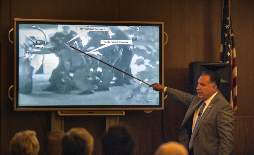OC District Attorney Tony Rackauckas shows surveillance video depicting the beating of Kelly Thomas. 