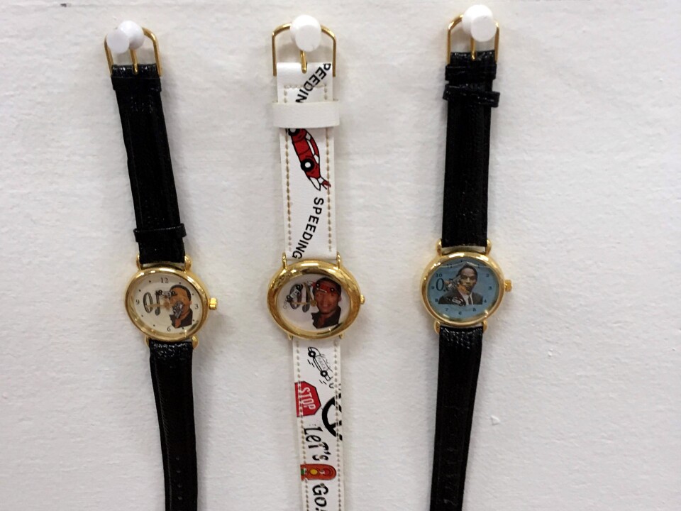 Watches at an exhibition of O.J. Simpson memorabilia at Coagula Curatorial in L.A.’s Chinatown.