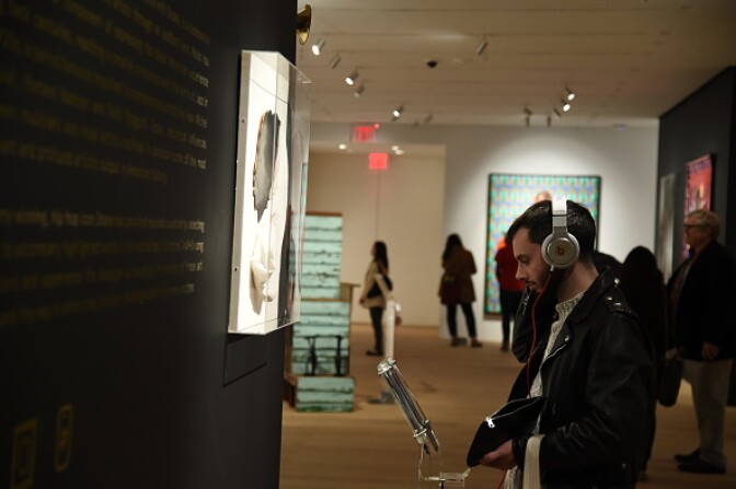A general view of atmosphere during "I Like It Like This: S|2 x Drake" Private Selling Exhibition Media Preview at Sotheby's on April 28, 2015 in New York City.