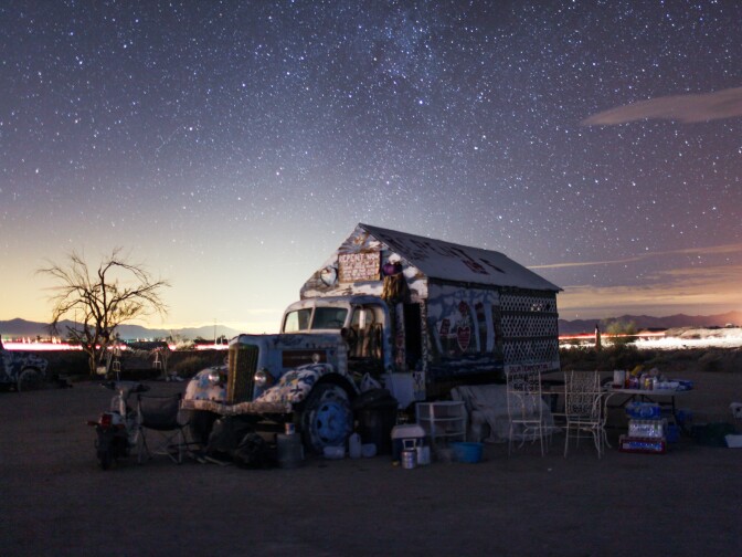Aaron Huey's book about Salvation Mountain, "Where the Heaven Flowers Grow," features photos from Huey and writings by Leonard Knight, Salvation Mountain's creator.