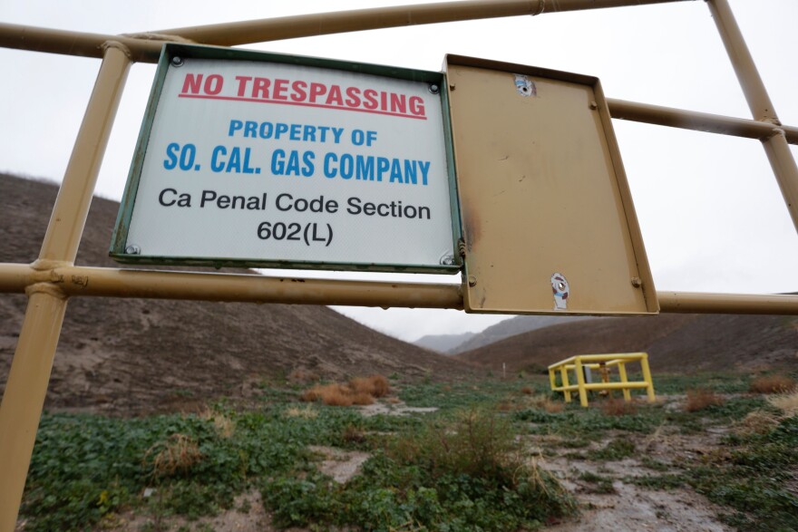 File: A sign marking the boundary of the Aliso Canyon storage facility is pictured in Porter Ranch on Jan. 6, 2016.