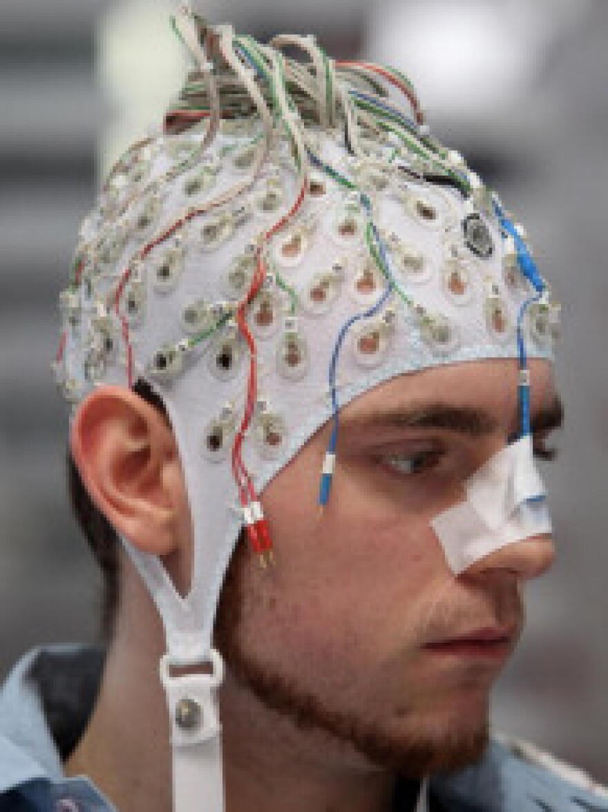 Old ways of measuring electrical signals, like the EEG shown above were the purview of mega-geeks and researchers. The new generation of self-trackers can fit in a pocket, onto a headband or in your smart phone. 